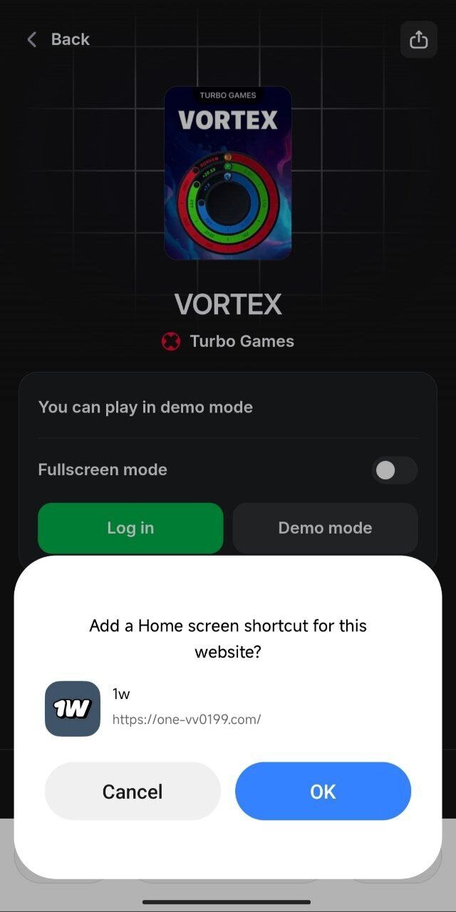 Vortex via 1win Browser Shortcut